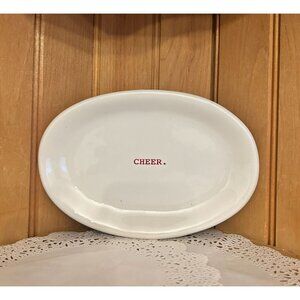 Vintage Rae Dunn M Stamp Small Ceramic Oval Holiday Cheer Platter